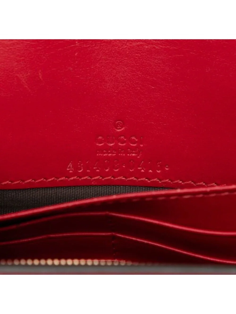 Gucci Ribbon Guccissima Chain Wallet Shoulder Bag Red Leather - Picture 5 of 5
